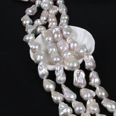 China High Quality 14-20mm Natural White Baroque Freshwater Pearl Strand Fireball Bead Loose Beads For Jewelry Making for sale