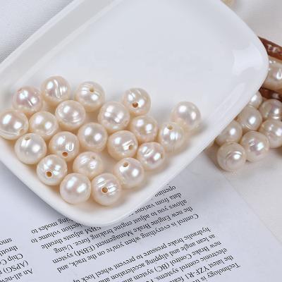 China Wholesale 13-14mm Natural White Freshwater Potato Pearl Loose Beads Drilled 2.5mm Hole For Jewelry Making for sale