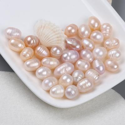 China Wholesale 9-10mm Natural Freshwater Rice Pink Pearl Beads Loose Freshwater Beads No Hole For DIY Jewelry Making for sale