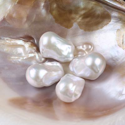 China Big Large Fireball Loose Beads Baroque Nucleated Freshwater Pearls 15-18mm Natural White Freshwater Flameball Beads for sale