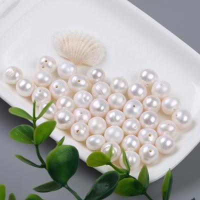 China Wholesale 10-11mm Freshwater White Round Pearl Loose Pearl Beads Drilled Hole For Making Pearl Strands Jewelry for sale