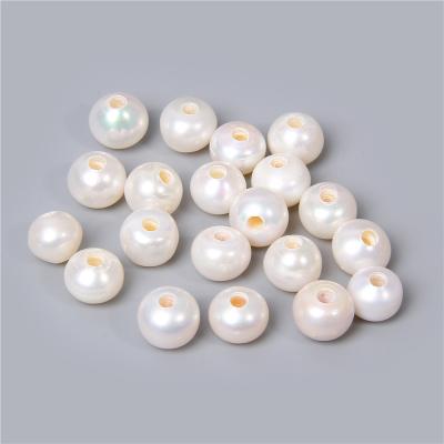 China Big Pearl 10-11mm Hole 2.5mm Large White Pearl Freshwater Pearl Beads Close Round Pearl Bead For Jewelry Making DiY for sale