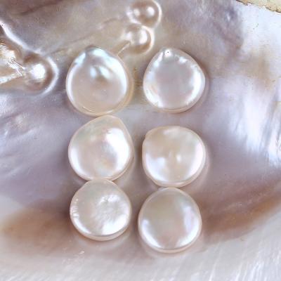 China Baroque Freshwater Pearl 15-16mm Coin Shape High Quality Half-Drilled White Freshwater Pearl Real for sale