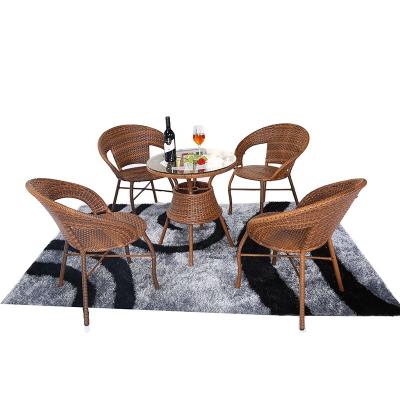 China New Modern Classics Rattan Outdoor Furniture , Round Garden Dining Table And Chair For Restaurant for sale