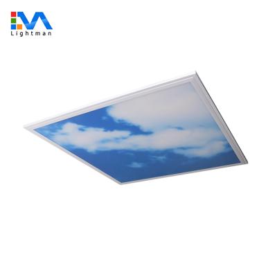 China Sky Blue Led Panel Light 36w 40w 600x600mm 595x595 Recessed Blue Sky 3D Cloud Led Panel Ceiling Light For Room Decoration for sale