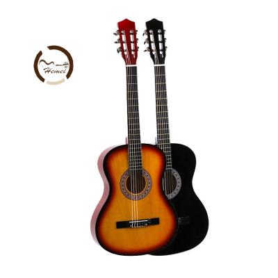 China Basswood Durable High Quality Plywood Musical Instrument Nylon 6 String 38 Inch Acoustic Classical Guitar for sale