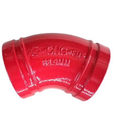 China Malleable Iron ASTM A536 Grade Elbow 65-45-12 45deg 88.9mm Grooved Grooved Fittings Style 120 for sale