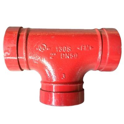 China Malleable Iron ASTM A536 Grade 65-45-12 60.3mm Grooved Tee Grooved Fittings Style 130S for sale