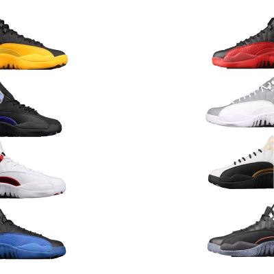 China Original Version Aj12 Pure Black Samurai Real Carbon Sports Basketball Shoes Active Sports Retro Shoes First Seat Cowhide for sale