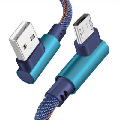 China Durable Zicas Hot Sale For Micro USB Cable USB Fast Charging Charger Dual 90 Degree For Micro Cable Cord for sale