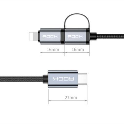 China Mobile Phone Types ROCKER 18W Palladium Fast Charging Braided Wire 2 in 1 Type-C to Type-C Cable Mobile Phone Tipo C USB Charging Data Cables for iPhone 12 for sale