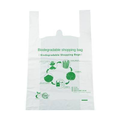 China Wholesale 100% Compostable Eco Friendly Biodegradable Grocery Store Custom Made Organic Cornstarch Pla Plastic Biodegradable T-shirt Carry Bags For Supermarket for sale