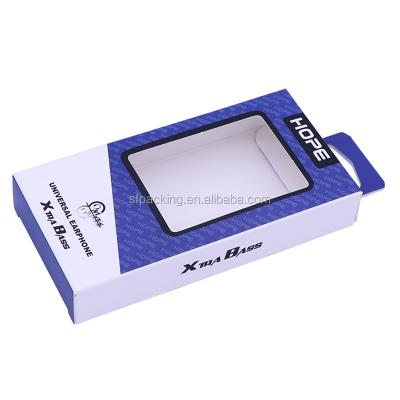 China Disposable Electronics Art Paper Earphone Packaging Box With Window for sale