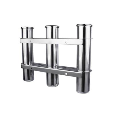 China Yacht use marine wall mount 3 tubes linked s.s. 316 fishing rod holder for marine boat for sale