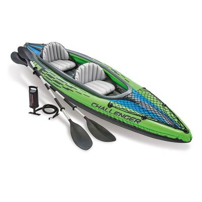 China PVC Tarpaulin INTEX K2 Challenger 68306 Inflatable Kayak 2 Person With 2pcs Aluminum Oars And High Output Manual Air Pump for sale