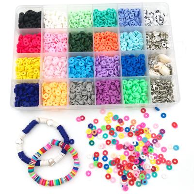 China DIY 4000 Pcs Acryl Beads 6mm Flat Round Polymer Clay Spacer Beads Jewelry DIY Making Necklace DIY Clay Beads Bracelets Kit for sale