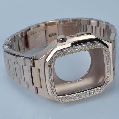 China Fashion OEM 41mm 45mm 316l Stainless Steel Diamond Apple Smart Watch Case For Apple Iwatch Series 7 for sale