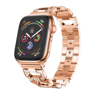 China Luxury Fashion Apple Watch Band Strap 41mm 45mm Stainless Steel Fashion Diamond Watch Band For Apple Watch Series 7 for sale