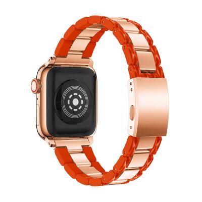 China Anbest 41mm 45mm New Fashion Apple Watch Resin Band Design Three Tensions Pearl Stainless Steel Band For Apple Watch Series 7 for sale