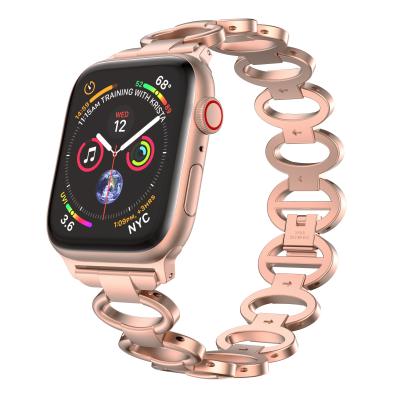 China Luxury and fashion Anbest women smartwatch apple band rose light gold aluminum alloy strap applewatch band for Iwatch 41mm 45mm for sale