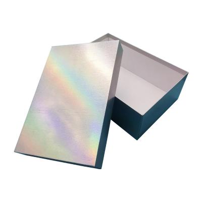 China Factory Custom Holographic Rigid High-grade Cardboard Gift Embossing Dazzle Box Packaging Lid And Base Box for sale