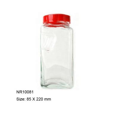 China Food clear glass jar with red plastic lid for sale