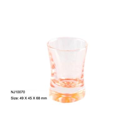 China Viable custom colorted shot glass for vodka glass custom glassware with logo decal printing for sale