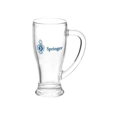 China Wine Customized Printed Logo Beer Glass Mug With Handle for sale