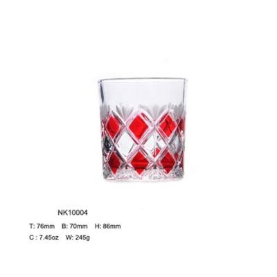 China Traditional Colored Whiskey Diamond Crystal Glass Wholesale Promotional Embossed Whiskey Glass for sale