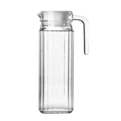 China Sustainable Clear 500ml Glass Water Pots And Kettles With Plastic Lid for sale