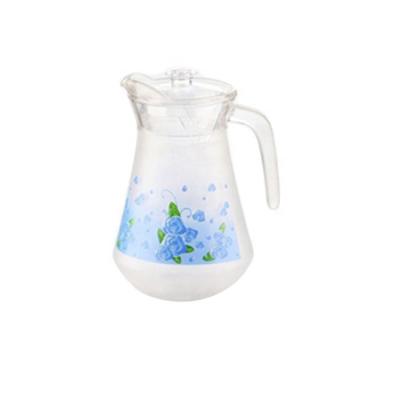 China Sustainable 1250ml Frosted And Printed Glass Water Jars And Kettle With Glass Lid for sale