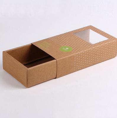 China Recyclable Custom Logo Paper Boxes For Face Mask With Clear Window Biodegradable Kraft Paper Drawer Box for sale