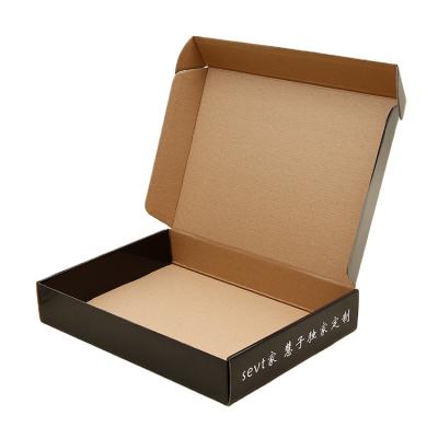 China Custom Logo Recyclable Custom Logo E-commerce Black Corrugated Paper Shipping Packing Boxes For Clothing for sale