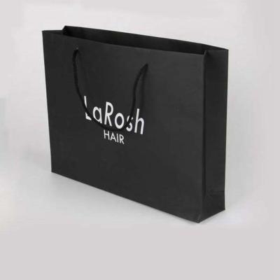 China Handmade Custom Logo Printed Black Paper Tote Bag For Wholesale Shopping Paper Bags for sale