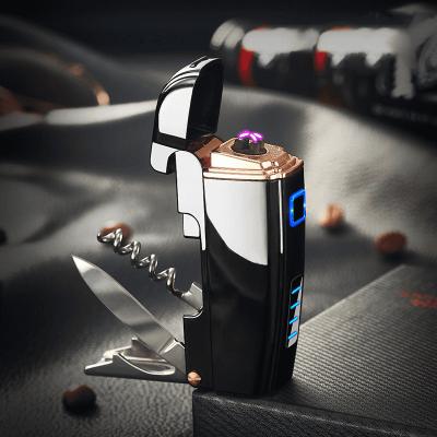 China Arjli Minimalist Akmak Arc Lighter Dual USB Electronic Rechargeable Flameless Arc Lighter With Multi Tools for sale