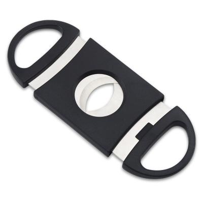 China Custom Logo Cigar v Cutter 2020 High Quality Plastic Double Blade Cigar Accessories for sale