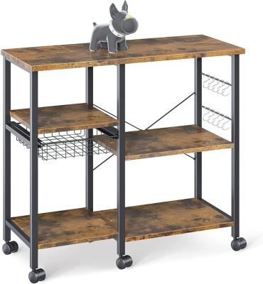 China PANEL Kitchen Bakers Rack, Serving Oven Stand Microwave, Coffee Storage Shelf Table 3-Tier+4-Tier with 10 S-Shape Hooks for sale