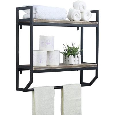 China Contemporary Metal Industrial Bathroom Shelves Rustic Storage Wall Mounted Utility Rack Shelf Floating Shelves Rack for sale