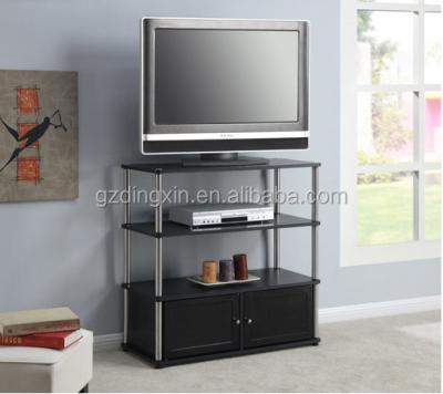 China TV Stand Black 3 - Tier Modern Wooden TV Stands With Bottom Enclosed Cabinet (DX-BB17) for sale