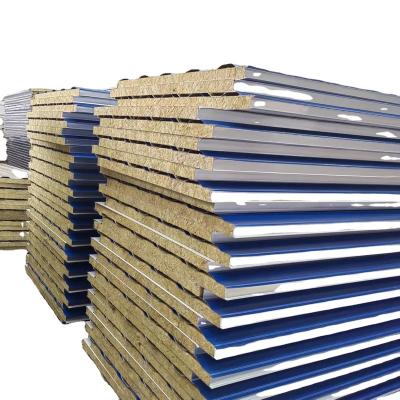 China Modern fireproof insulated rock wool sandwich panel/EPS sandwich panels for prefabricated steel structure hardware farm factory for sale