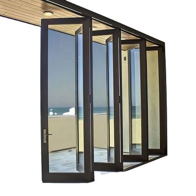 China Thermal Insulation 100% seal heat Insulation thermal break outside patio entrance bi folding door commercial residential aluminum exterior door for sale