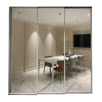 China Windproof Contemporary Popular Study Divider 90 Degree Fixed to Sliding to Sliding Linkage Glass Indoor for sale