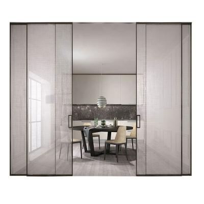 China Windproof Advanced Production Facility Inhouse Noiseless Narrow Aluminum Profile 2 Fixed 2 Lift Sliding Door Modern Furniture for sale