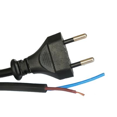 China Swiss industrial equipment power cord available with Swiss cord H03VVH2-F 2x0.75mm2 plug on one end and open wires on the other end for sale