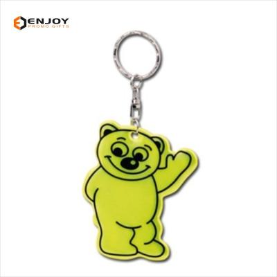 China Customized Tether Keys Promotional Shape Reflective Bear Pendant Keychain Keytag Key Chain for sale