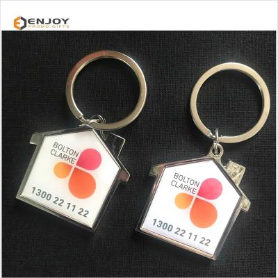 China Tether Keys Dome Epoxy House Shape Metal Key Ring / Key Holder / Key Indicator for sale