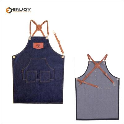 China Promotional Wholesale Customized Anti-allergy Leather Strap Canvas Apron for sale