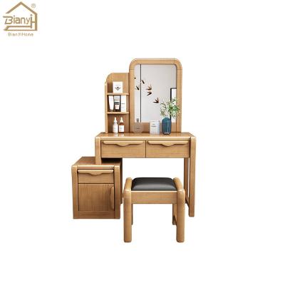 China Factory Wholesale Adjustable (Height) Wooden Bedroom Furniture Dresser Mirror Vanity Makeup Dressing Table With Storage Cabinet for sale