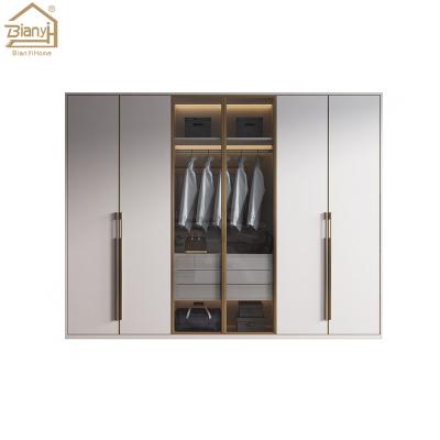 China Adjustable Modern Aluminum Glass Door Wardrobe Profile Custom Design Bedroom Walk (Size) In Closet for sale