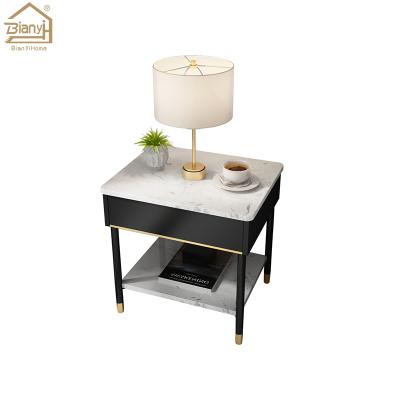 China (Size)Adjustable Luxury Modern Black And White Bedside Table Bedroom Convenience Storage Night Stand for sale